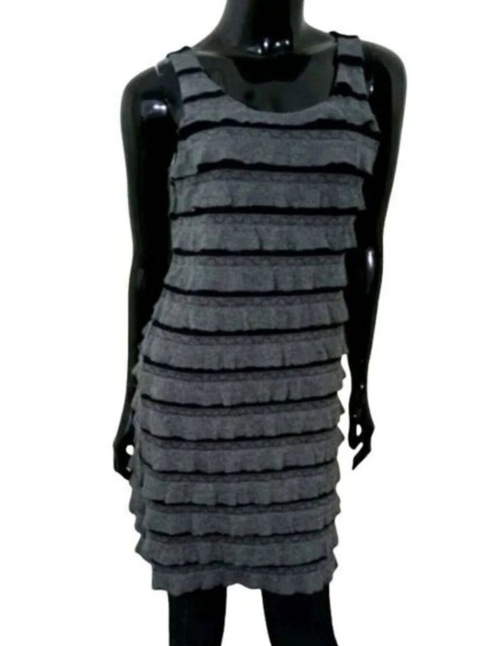 Charlotte Russe Gray Layered Sleeveless Ruffle Tank Dress -C